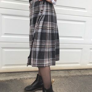Ladies Long Belted Plaid Skirt